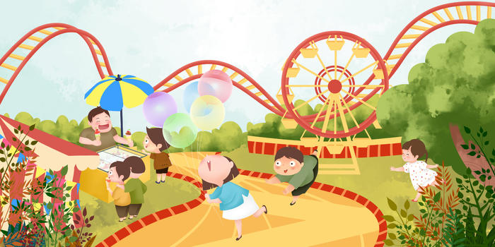 暑假儿童欢乐游乐园图片素材免费下载