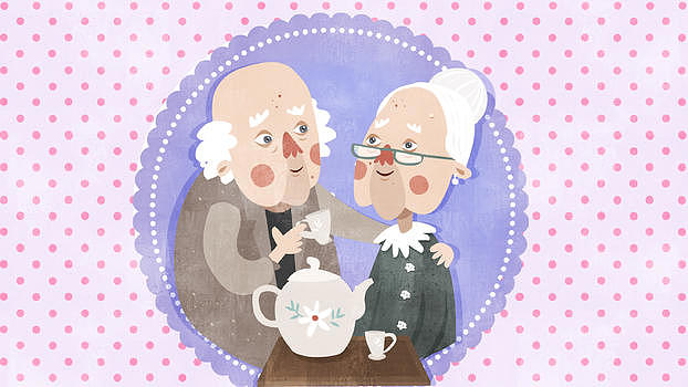 温馨老年人生活插画图片素材免费下载