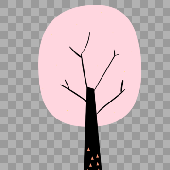 粉色扁平风大树图片素材免费下载