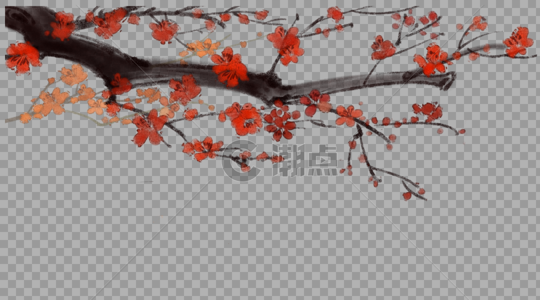 红色的梅花树枝图片素材免费下载