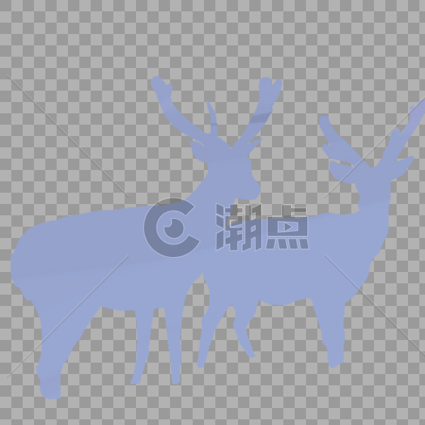 两只鹿剪影图片素材免费下载