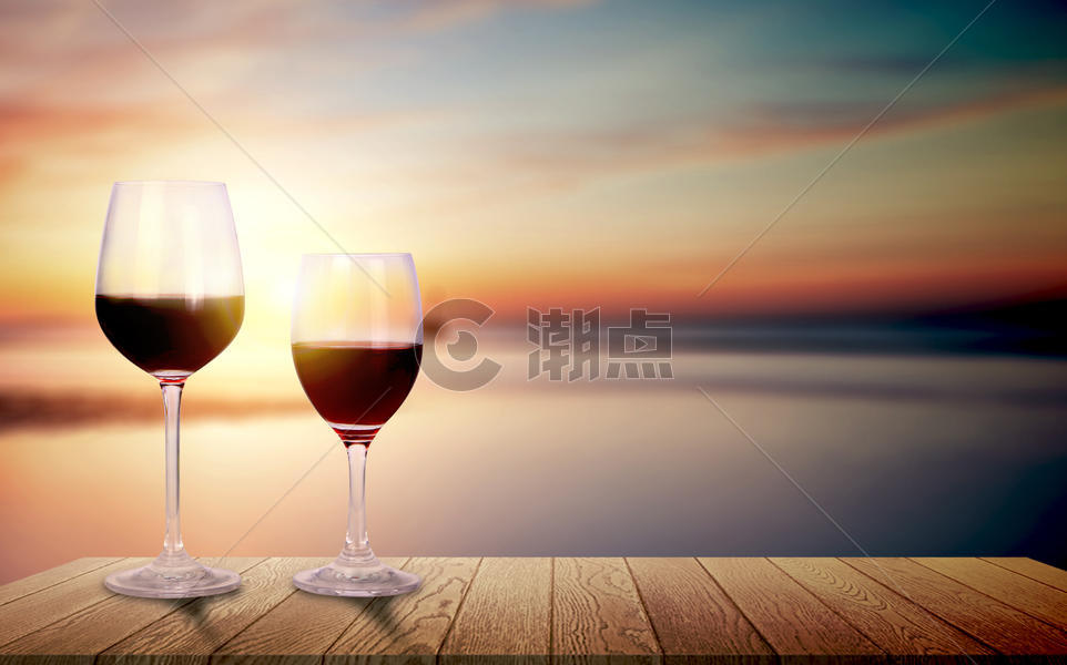 夕阳下的红酒图片素材免费下载