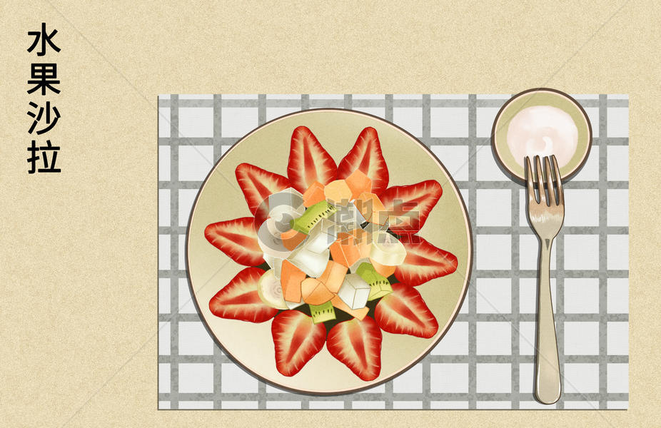 夏季清爽美食水果沙拉图片素材免费下载
