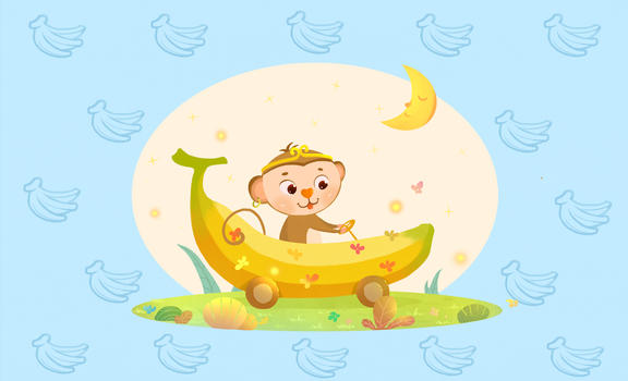 十二生肖旅行插画之申猴图片素材免费下载