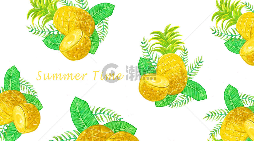 夏日水果菠萝插画图片素材免费下载