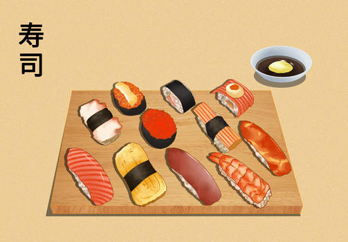 日式小食各样寿司小吃拼盘图片素材免费下载