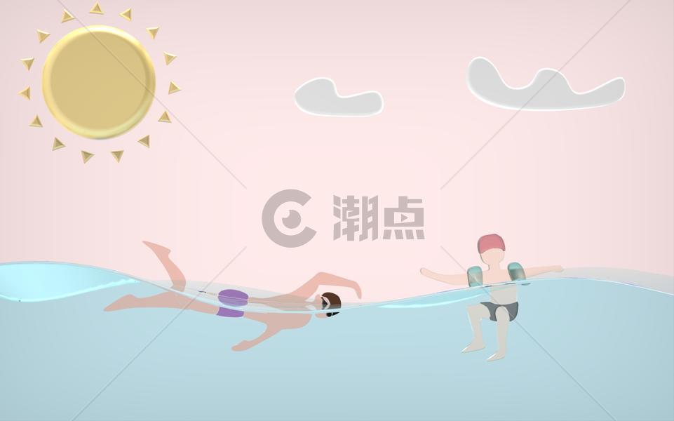 夏日游泳3dm创意图片素材免费下载