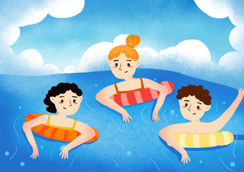 暑假大暑游泳插画图片素材免费下载