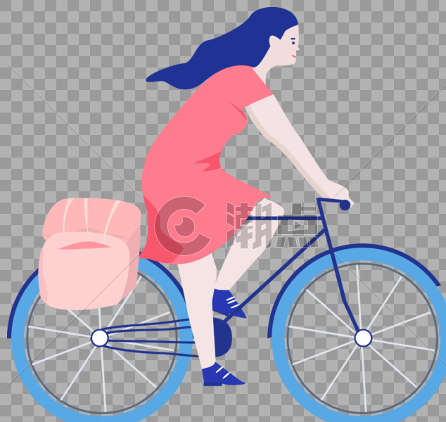 骑单车女孩图片素材免费下载