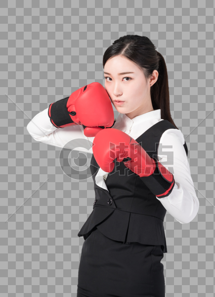 戴着拳击手套的职场女性图片图片素材免费下载