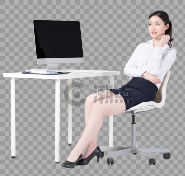 坐在办公桌前的职业女性图片图片素材免费下载