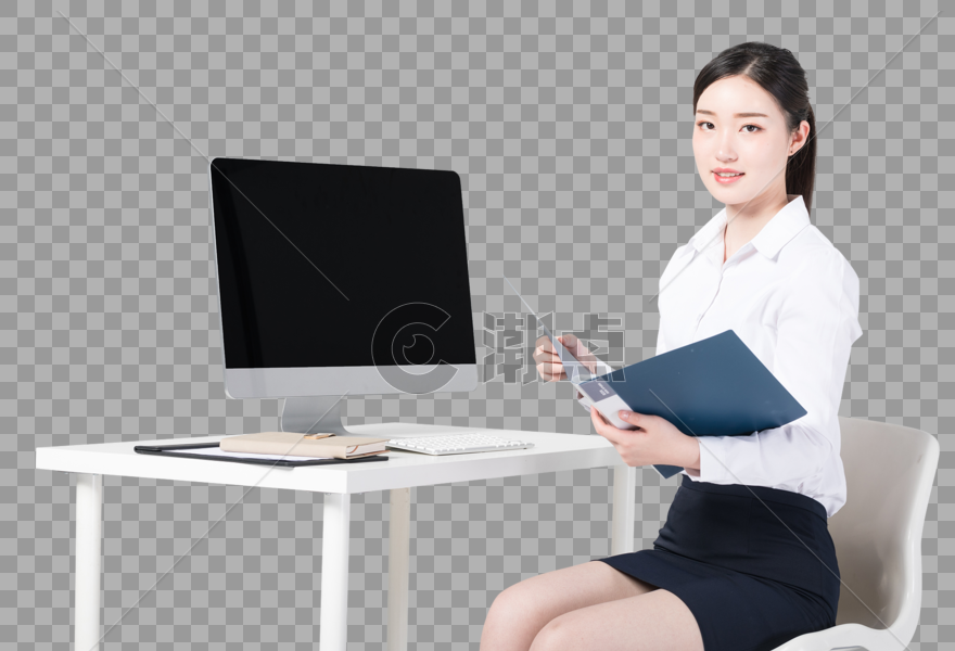 坐在办公桌前的职业女性图片图片素材免费下载