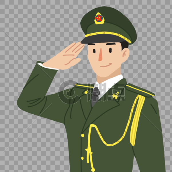 卡通扁平军人敬礼设计元素2000*2000图片素材免费下载-编号87998-潮点视频
