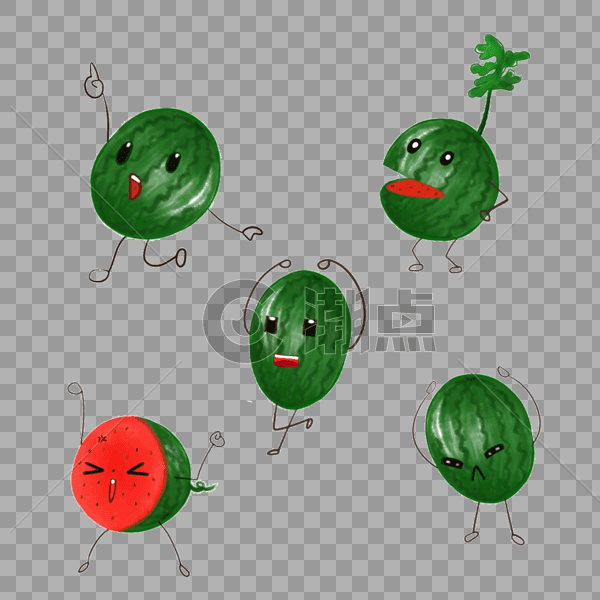 手绘卡通元素拟人西瓜图片素材免费下载