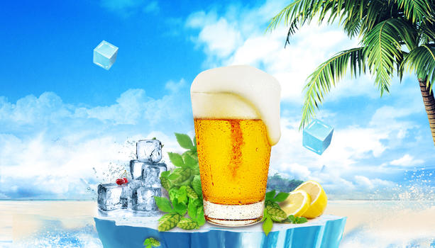 夏季啤酒背景图片素材免费下载