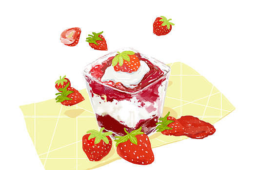 手绘草莓奶昔图片素材免费下载