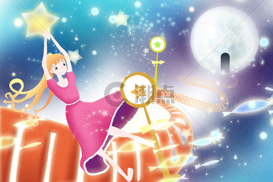 梦幻星空旅行插画图片素材免费下载