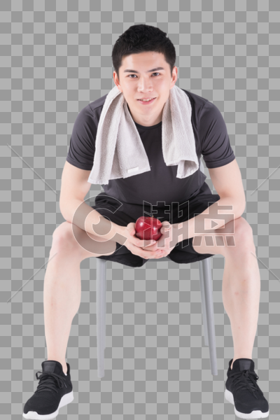 健身男性手拿苹果图片素材免费下载