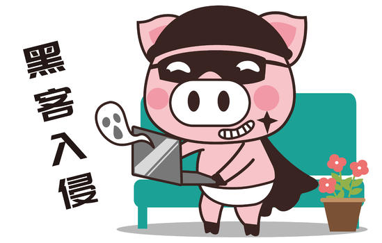 猪小胖卡通形象黑客入侵配图图片素材免费下载