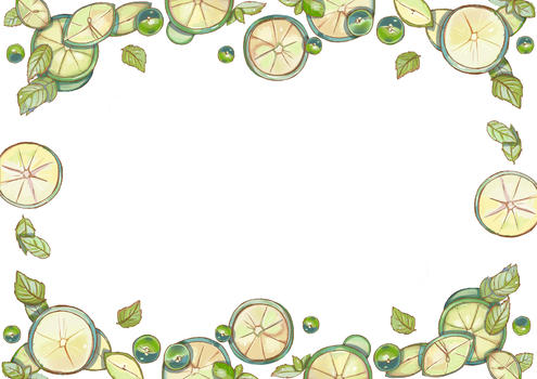 水彩夏天柠檬边框图片素材免费下载