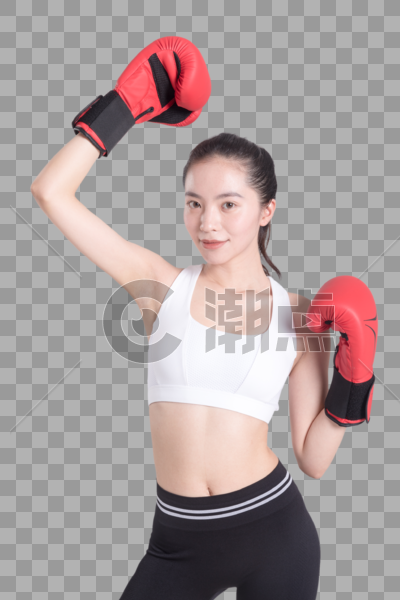 带着拳击手套帅气的运动女性图片素材免费下载