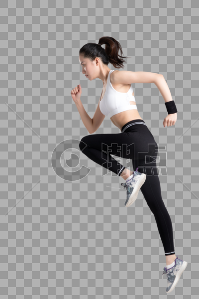 女性跑步动作白底棚拍图片素材免费下载