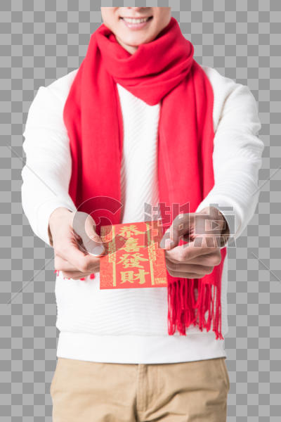 新年男性手拿红包特写图片素材免费下载