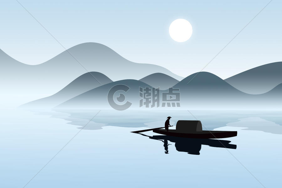 江山渔船图片素材免费下载