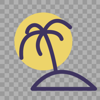 椰子树线性图标图片素材免费下载