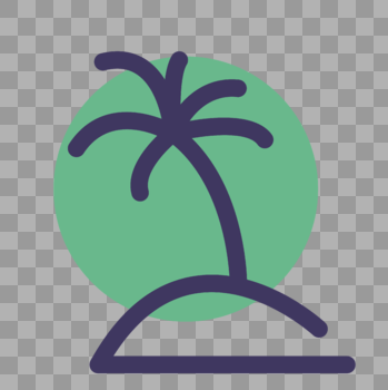 椰子树线性图标图片素材免费下载
