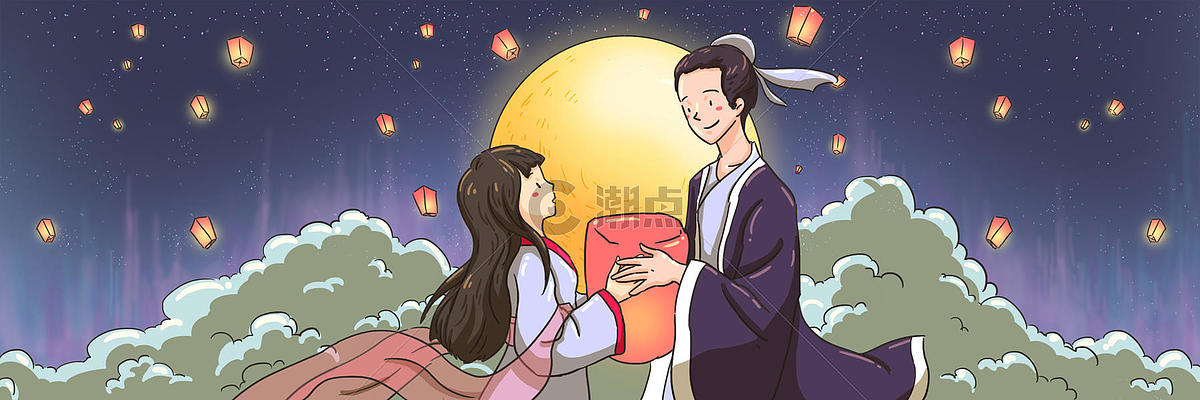 七夕情人节插画图片素材免费下载