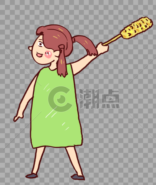 烤玉米的女孩图片素材免费下载