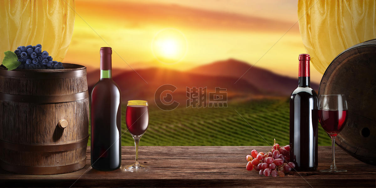 红葡萄酒场景海报图片素材免费下载