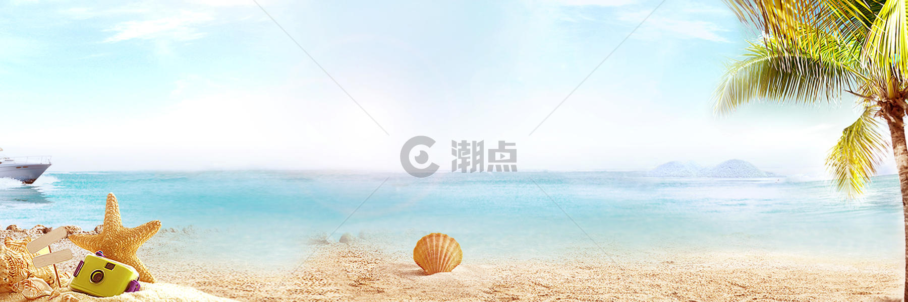 休闲海滩背景图片素材免费下载