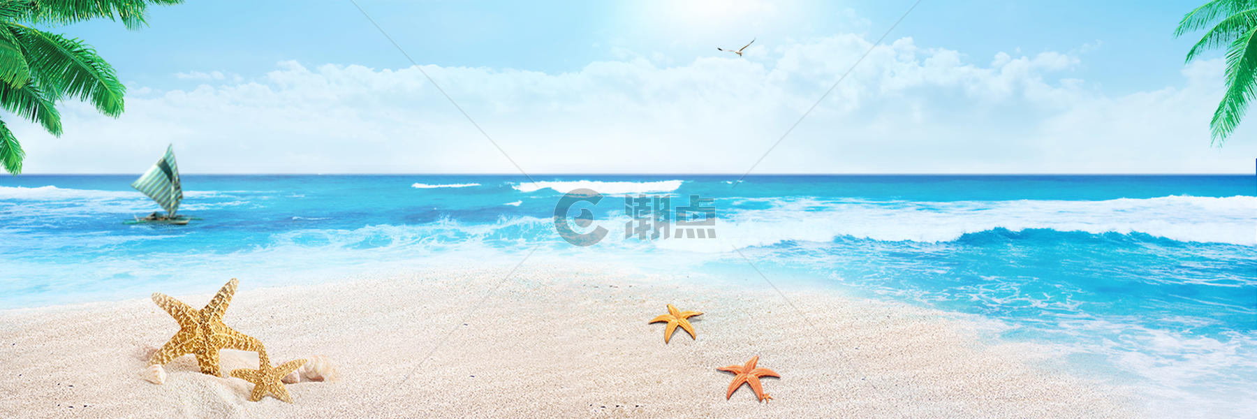 清凉海滩背景图片素材免费下载