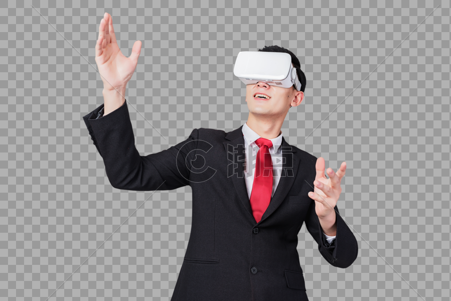 商务人士使用vr眼镜夸张手势图片素材免费下载