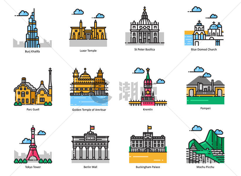 世界地标建筑图标icon图片素材免费下载
