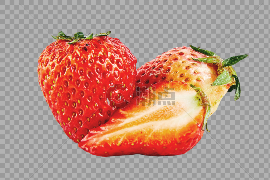 切开的草莓和完整的草莓图片素材免费下载