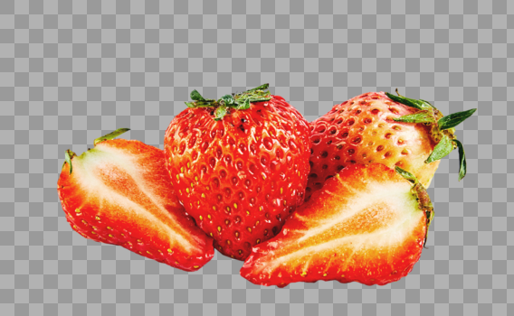 切开的草莓和完整的草莓图片素材免费下载