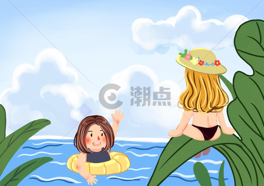 夏季游泳插画图片素材免费下载