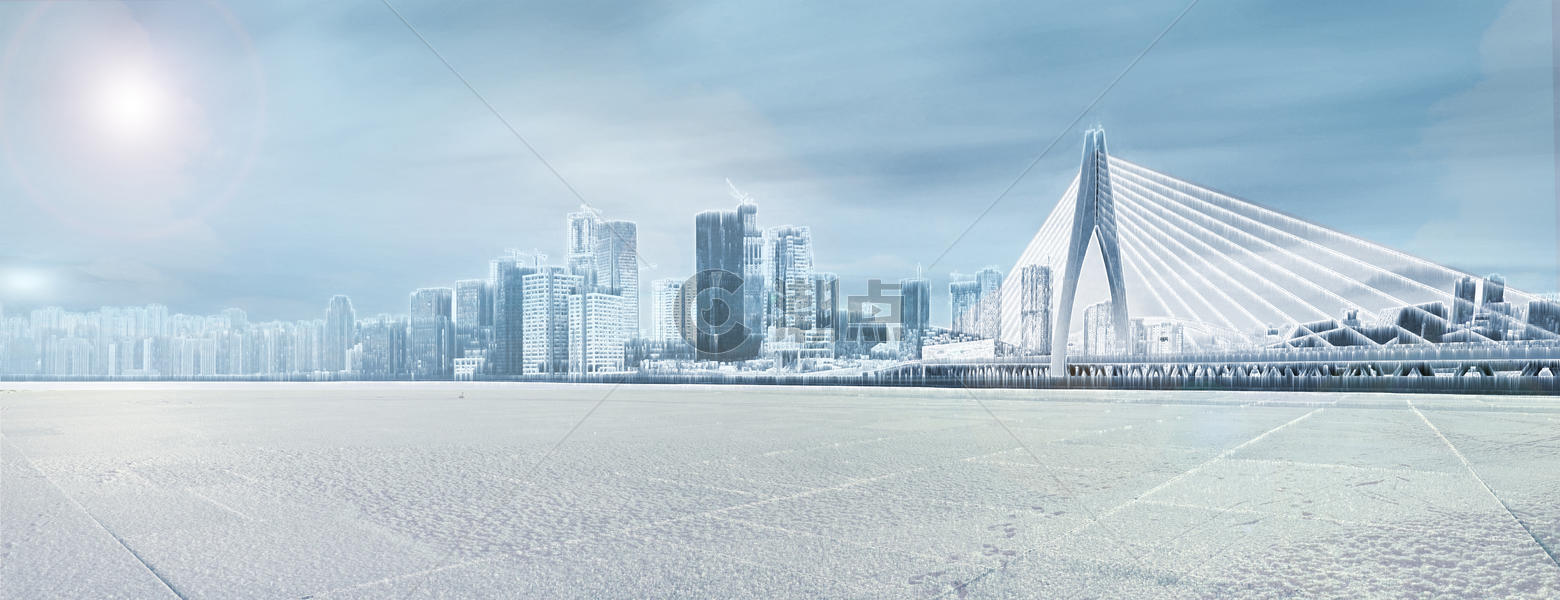 冰雪下的城市图片素材免费下载