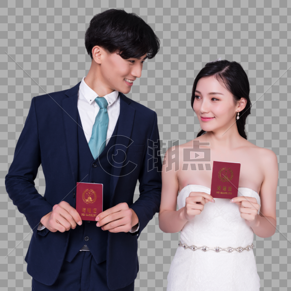 情侣婚纱手持结婚证图片素材免费下载