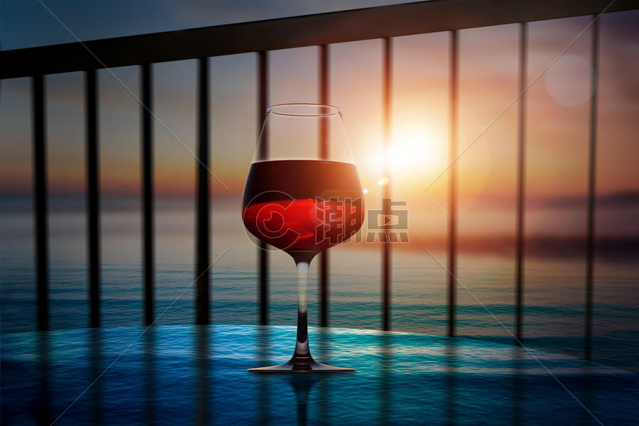 夕阳下的红酒图片素材免费下载