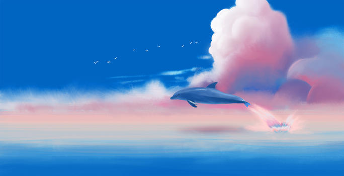 云海海豚图片素材免费下载