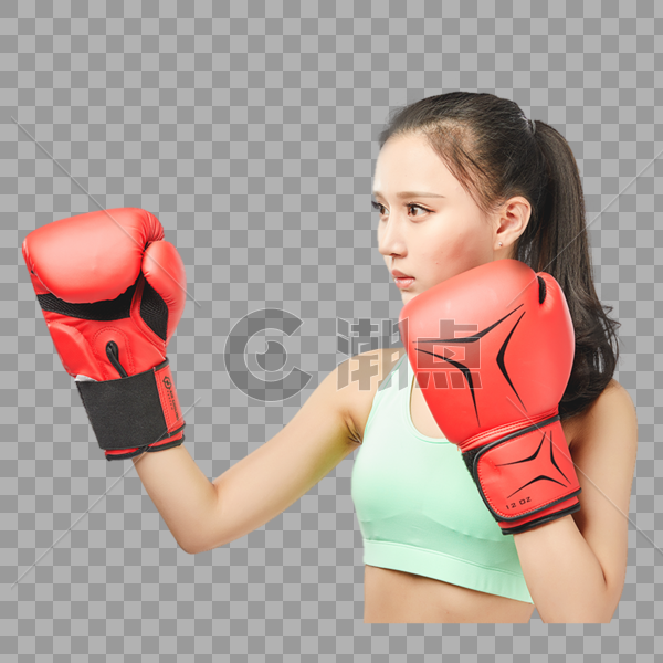 青年女性拳击力量动作图片素材免费下载