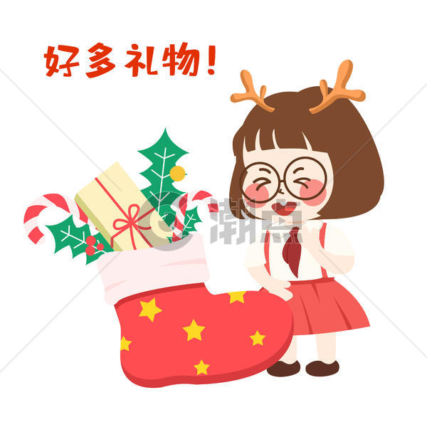 萌小妮卡通形象圣诞节配图图片素材免费下载
