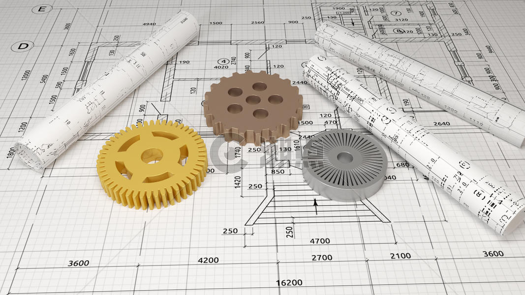 3D机械工程齿轮图片素材免费下载