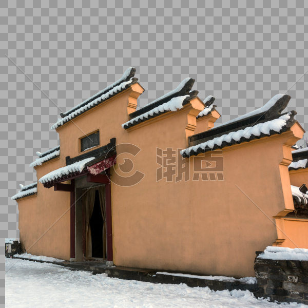 冬天里下雪后的古建筑图片素材免费下载