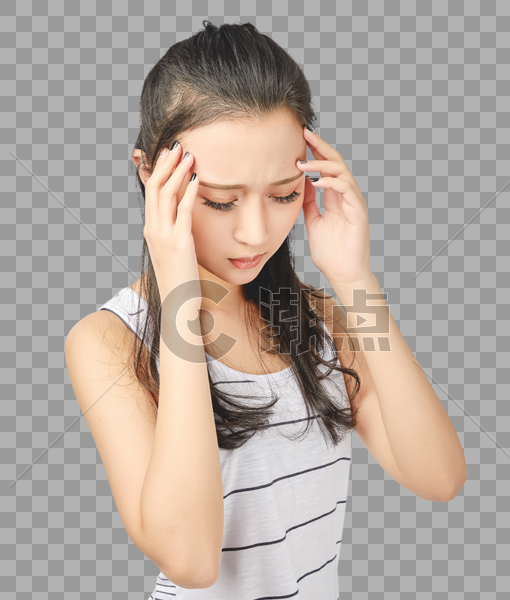 青年女性头痛动作表情图片素材免费下载