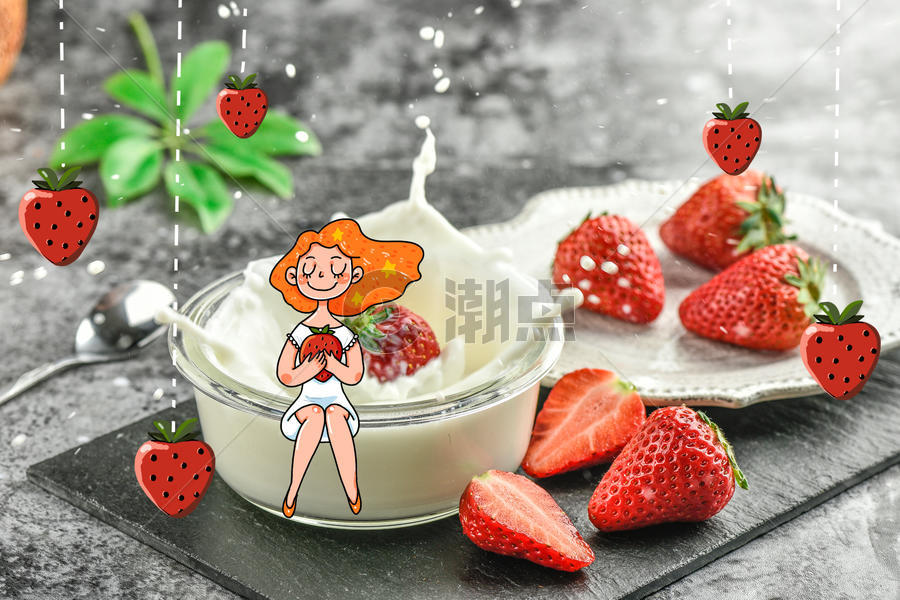 女孩吃草莓图片素材免费下载